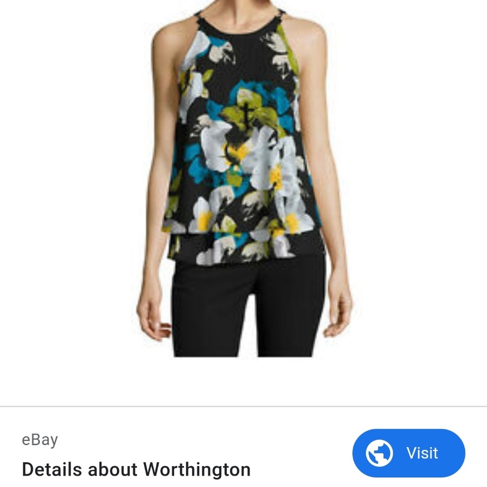 Worthington Tiered Floral Sleeveless Blouse